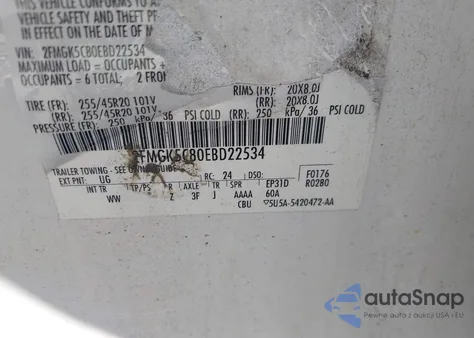 2014 Ford Flex Sel из США, поврежденный, VIN 2FMGK5C80EBD22534